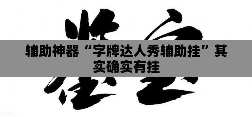 辅助神器“字牌达人秀辅助挂”其实确实有挂