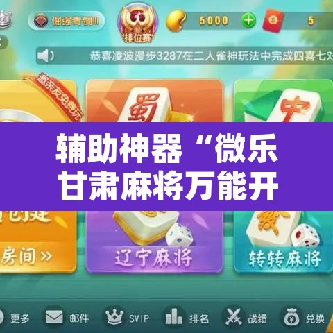 辅助神器“微乐甘肃麻将万能开挂器	”开挂辅助脚本+详细开挂安装教程
