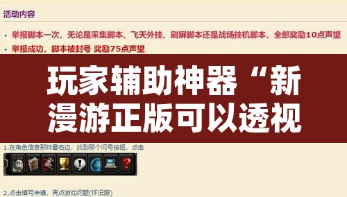 玩家辅助神器“新漫游正版可以透视吗”开挂辅助脚本+详细开挂安装教程