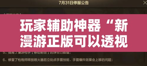 玩家辅助神器“新漫游正版可以透视吗”开挂辅助脚本+详细开挂安装教程
