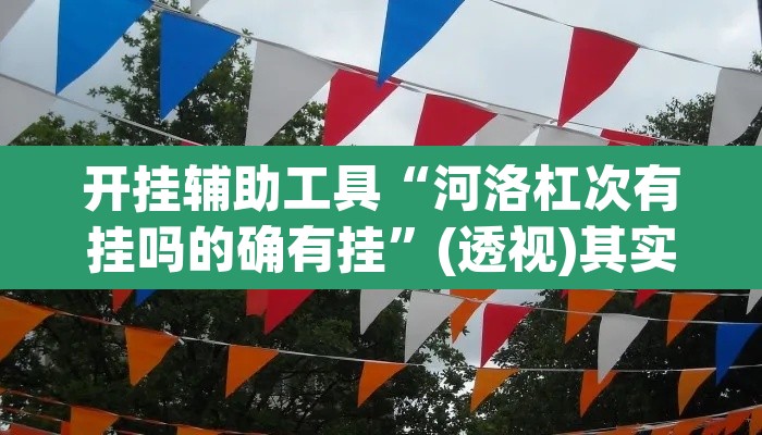 开挂辅助工具“河洛杠次有挂吗的确有挂”(透视)其实确实有挂