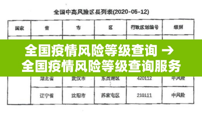 全国疫情风险等级查询 → 全国疫情风险等级查询服务平台
