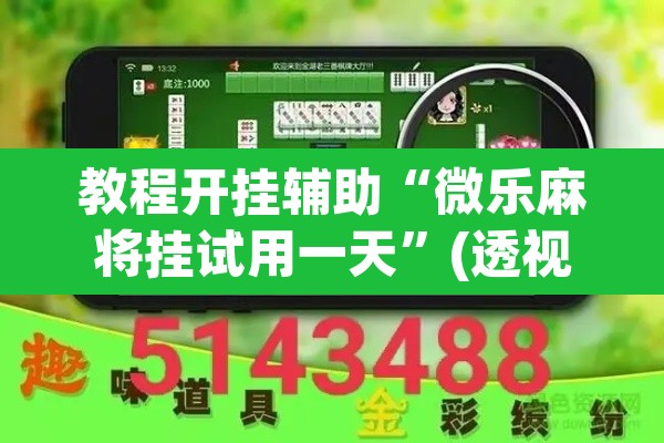 教程开挂辅助“微乐麻将挂试用一天”(透视挂)辅助透视教程