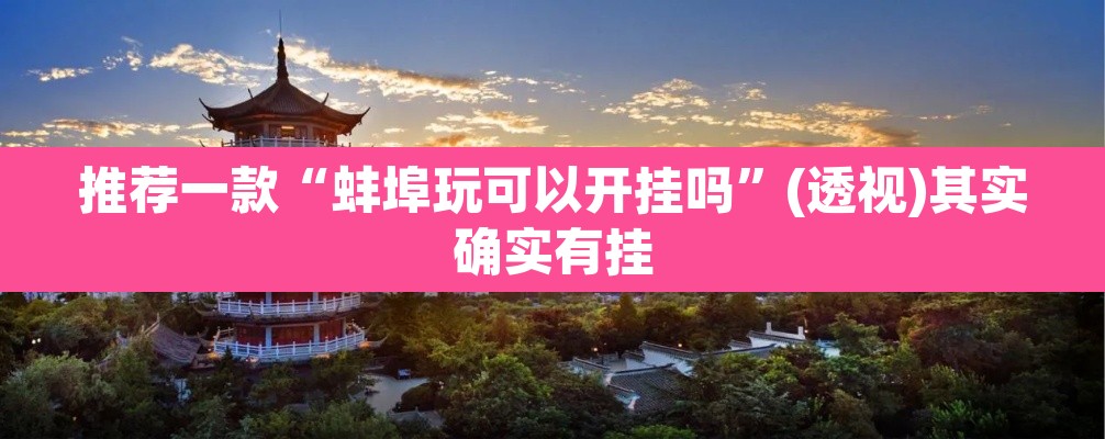 推荐一款“蚌埠玩可以开挂吗”(透视)其实确实有挂