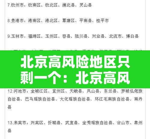 北京高风险地区只剩一个:北京高风险地区只剩一个了吗 北京高风险地区只剩一个:北京高风险地区只剩一个了吗