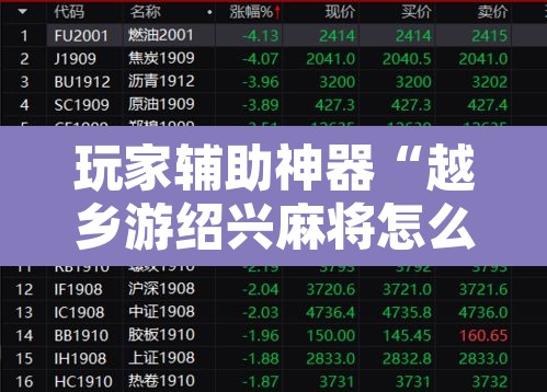 玩家辅助神器“越乡游绍兴麻将怎么开挂”开挂辅助脚本+详细开挂安装教程