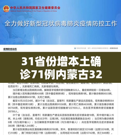 31省份增本土确诊71例内蒙古32例›内蒙古新增本土确诊病例36例 31省份增本土确诊71例内蒙古32例›内蒙古新增本土确诊病例36例