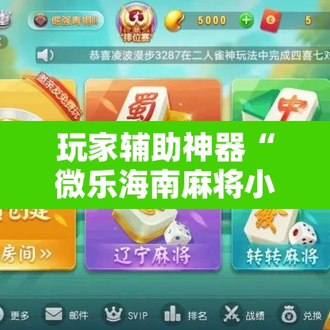 玩家辅助神器“微乐海南麻将小程序必赢神器”附辅助神器开挂脚本详细步骤