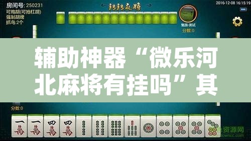 辅助神器“微乐河北麻将有挂吗	”其实确实有挂