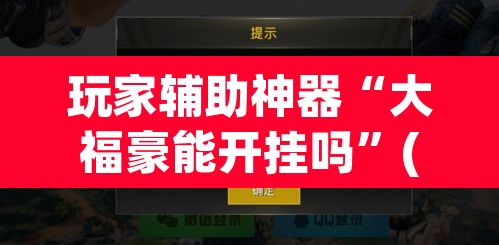 玩家辅助神器“大福豪能开挂吗”(透视)其实确实有挂