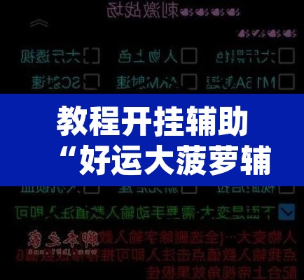 教程开挂辅助“好运大菠萝辅助软件	”(透视挂)辅助透视教程