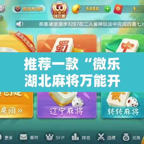 推荐一款“微乐湖北麻将万能开挂器通用版”(透视)其实确实有挂