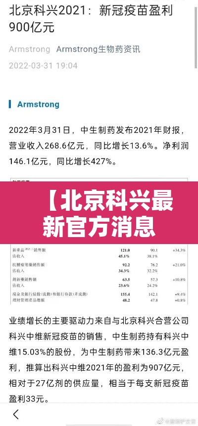 【北京科兴最新官方消息·北京科兴生物制品有限公司最新消息】 【北京科兴最新官方消息·北京科兴生物制品有限公司最新消息】