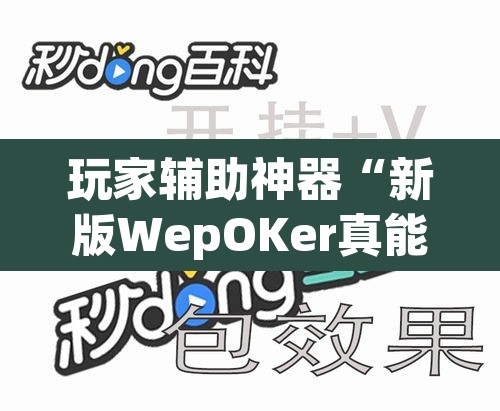 玩家辅助神器“新版WepOKer真能买到挂吗”其实确实有挂