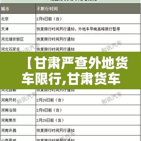 【甘肃严查外地货车限行,甘肃货车什么时候限载】