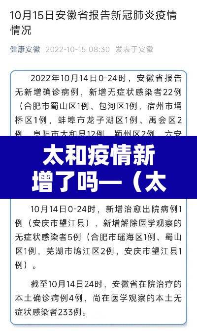 太和疫情新增了吗—(太和县新增病例) 太和疫情新增了吗—(太和县新增病例)