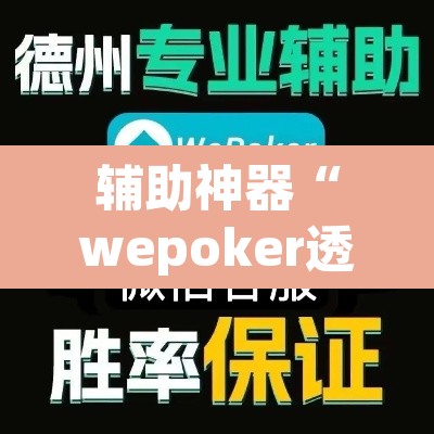 辅助神器“wepoker透视作弊器”(透视)其实确实有挂