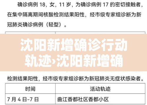 沈阳新增确诊行动轨迹›沈阳新增确诊病例轨迹公布 沈阳新增确诊行动轨迹›沈阳新增确诊病例轨迹公布