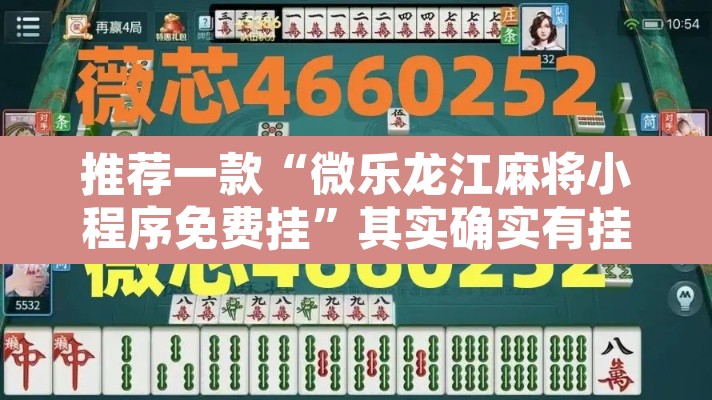 推荐一款“微乐龙江麻将小程序免费挂”其实确实有挂