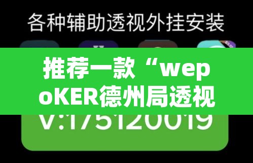 推荐一款“wepoKER德州局透视外挂辅助”(透视挂)辅助透视教程