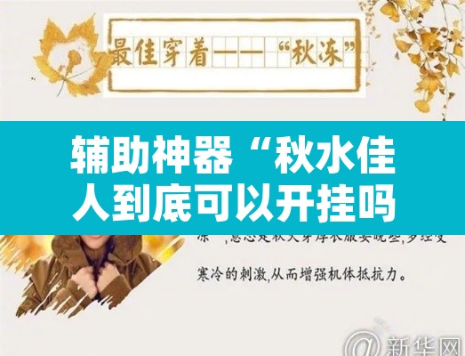 辅助神器“秋水佳人到底可以开挂吗”其实确实有挂