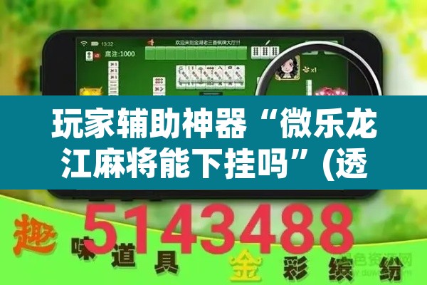 玩家辅助神器“微乐龙江麻将能下挂吗”(透视)其实确实有挂