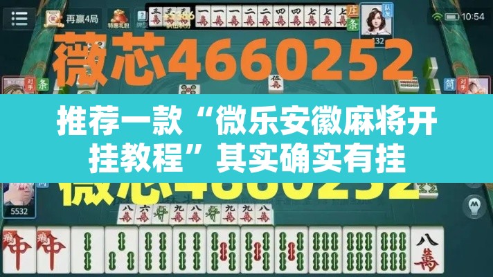 推荐一款“微乐安徽麻将开挂教程”其实确实有挂