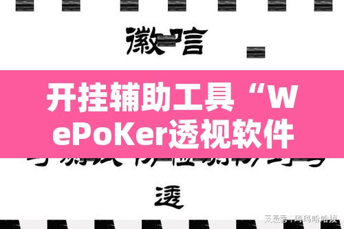 开挂辅助工具“WePoKer透视软件挂”其实确实有挂