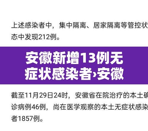 安徽新增13例无症状感染者›安徽新增一例无症状感染者是哪个市的