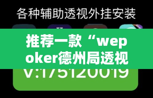推荐一款“wepoker德州局透视挂软件”其实确实有挂