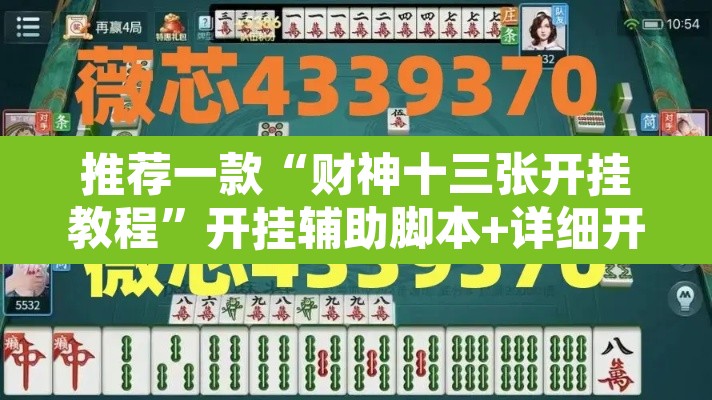 推荐一款“财神十三张开挂教程”开挂辅助脚本+详细开挂安装教程