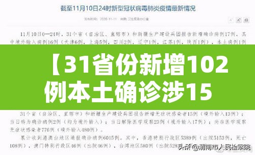 【31省份新增102例本土确诊涉15省·31省份新增确诊21例本土1例】