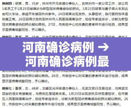 河南确诊病例 → 河南确诊病例最新情况今天