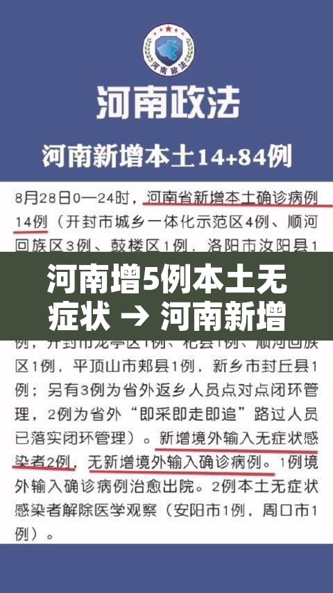 河南增5例本土无症状 → 河南新增12例无症状患者 河南增5例本土无症状 → 河南新增12例无症状患者