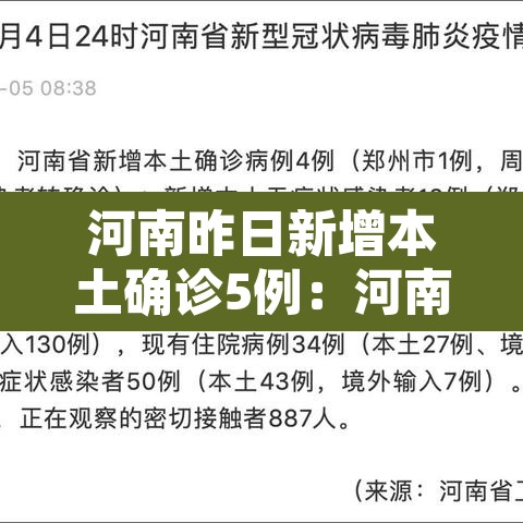 河南昨日新增本土确诊5例：河南昨曰新增