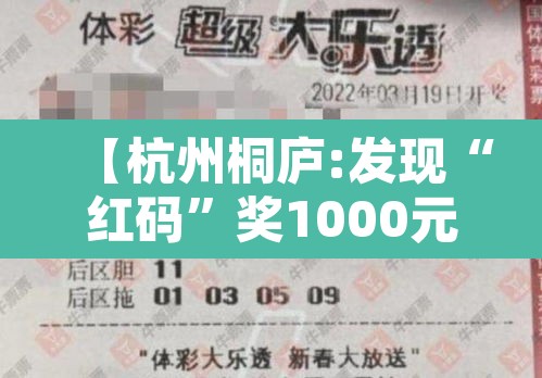 【杭州桐庐:发现“红码	”奖1000元·杭州交通红码】