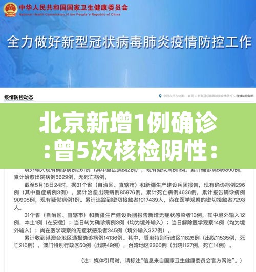 北京新增1例确诊:曾5次核检阴性:北京新增一列感染着 北京新增1例确诊:曾5次核检阴性:北京新增一列感染着