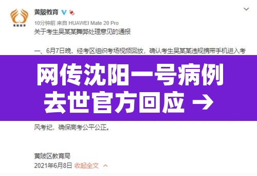 网传沈阳一号病例去世官方回应 → 沈阳一号病例事件 网传沈阳一号病例去世官方回应 → 沈阳一号病例事件