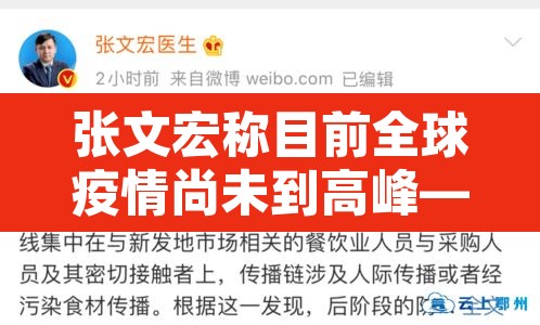 张文宏称目前全球疫情尚未到高峰—(张文宏称全球疫情可能要连续一到两年) 张文宏称目前全球疫情尚未到高峰—(张文宏称全球疫情可能要连续一到两年)