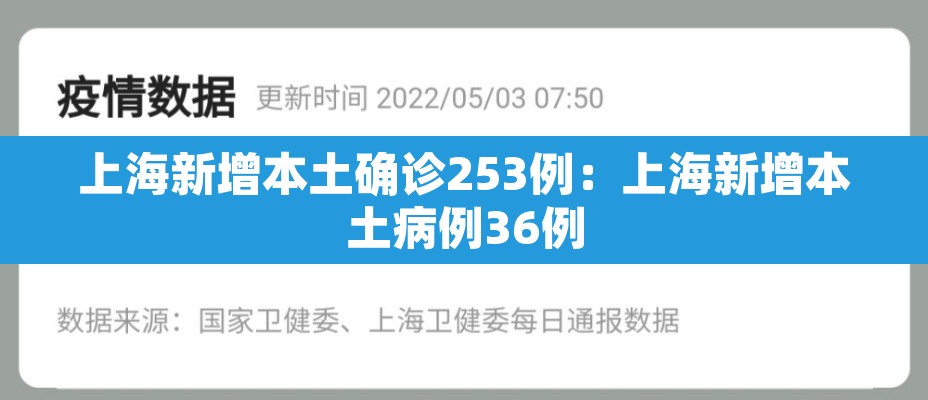 上海新增本土确诊253例:上海新增本土病例36例 上海新增本土确诊253例:上海新增本土病例36例