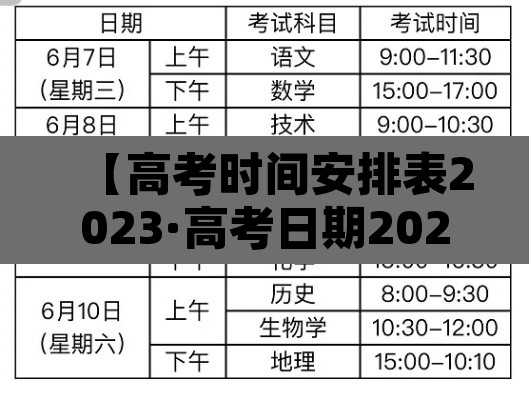 【高考时间安排表2023·高考日期2023】