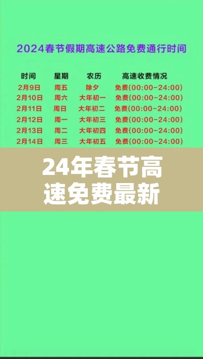 24年春节高速免费最新时间表 → 2020年春节高速路免费时间表 24年春节高速免费最新时间表 → 2020年春节高速路免费时间表