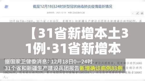 【31省新增本土31例·31省新增本土病例85例】 【31省新增本土31例·31省新增本土病例85例】