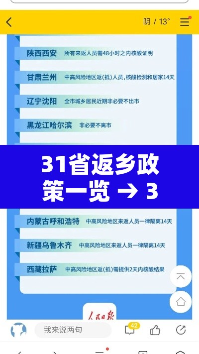 31省返乡政策一览 → 31省返乡要求 31省返乡政策一览 → 31省返乡要求