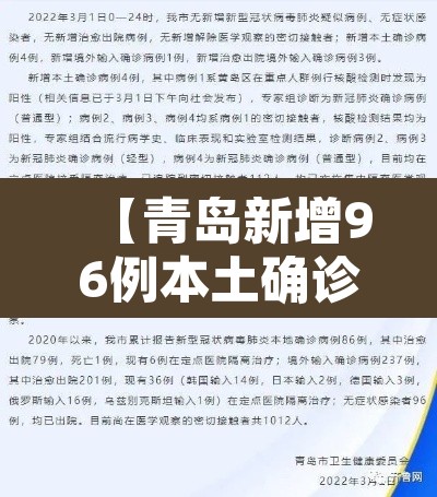 【青岛新增96例本土确诊·青岛新增一名本土确诊】 【青岛新增96例本土确诊·青岛新增一名本土确诊】