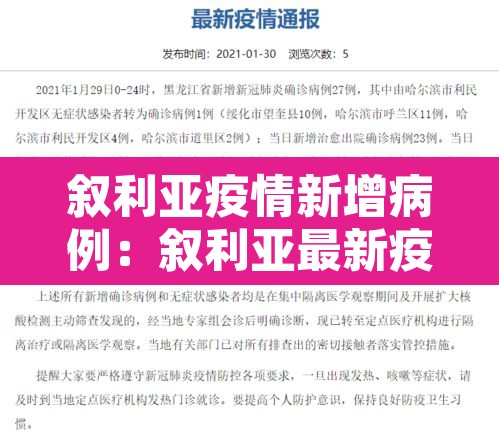 叙利亚疫情新增病例：叙利亚最新疫情