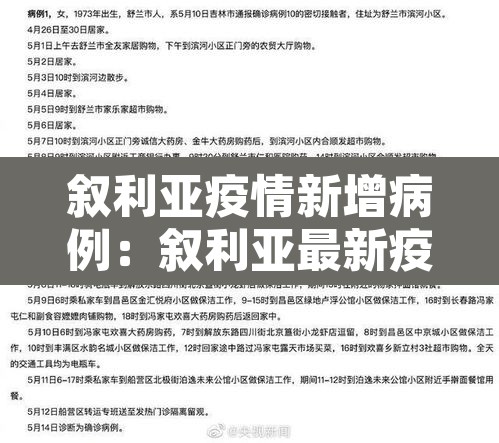 叙利亚疫情新增病例：叙利亚最新疫情