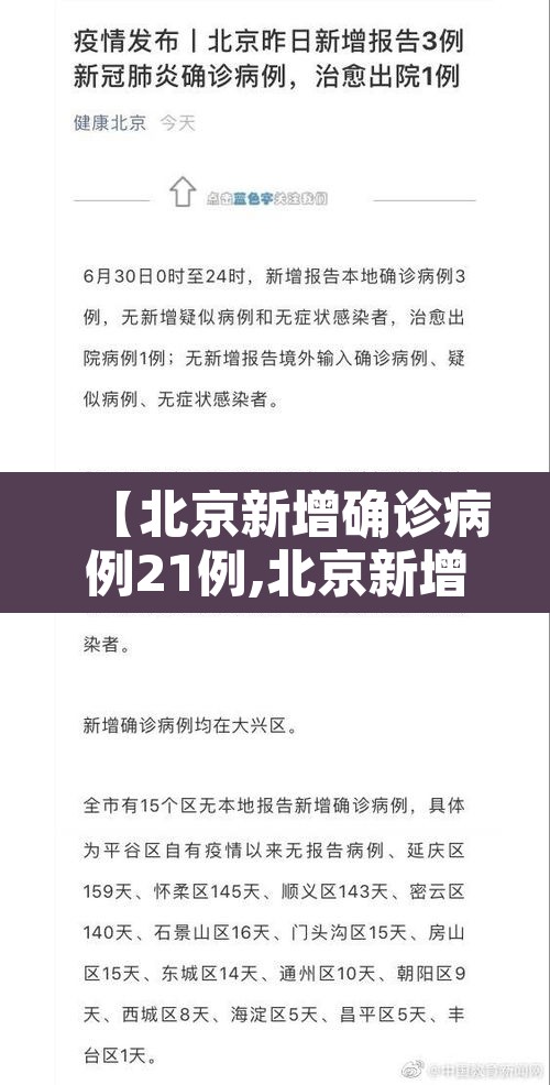 【北京新增确诊病例21例,北京新增确诊病例21例轨迹公布】