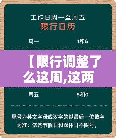 【限行调整了么这周,这两天限行】 【限行调整了么这周,这两天限行】
