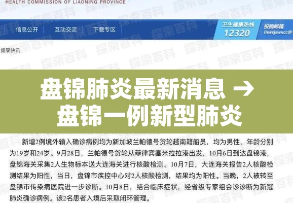 盘锦肺炎最新消息 → 盘锦一例新型肺炎 盘锦肺炎最新消息 → 盘锦一例新型肺炎